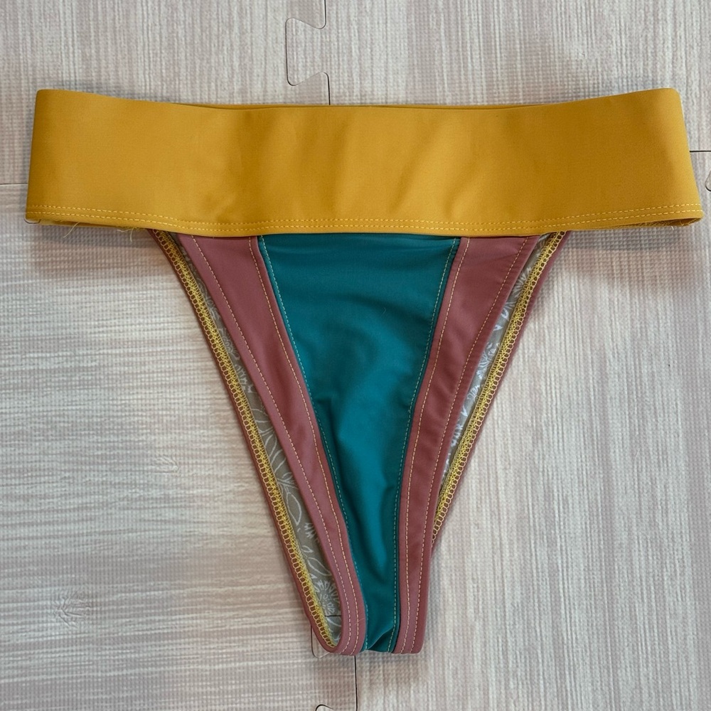 Free People Colorblock High-Waisted Bikini Bottom - Small